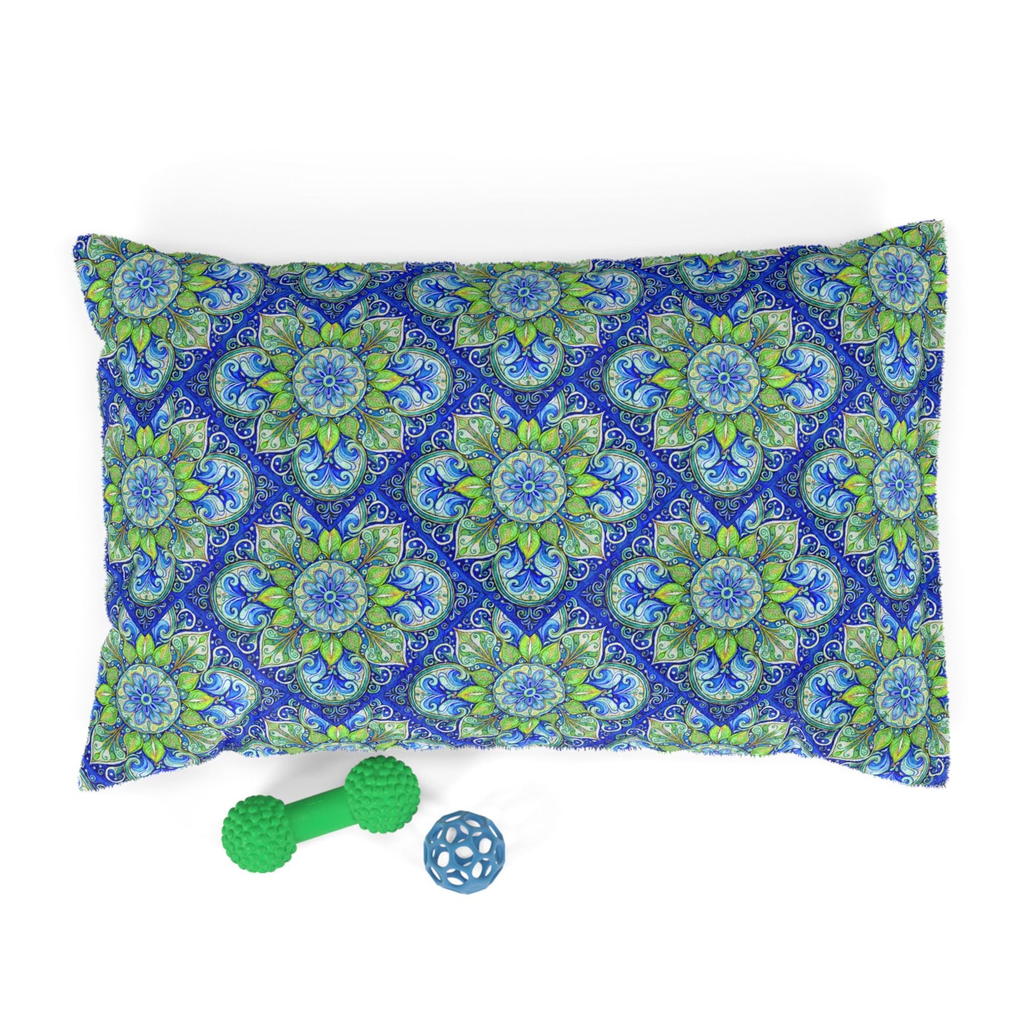Blue Medallion Plush Fleece Pet Bed