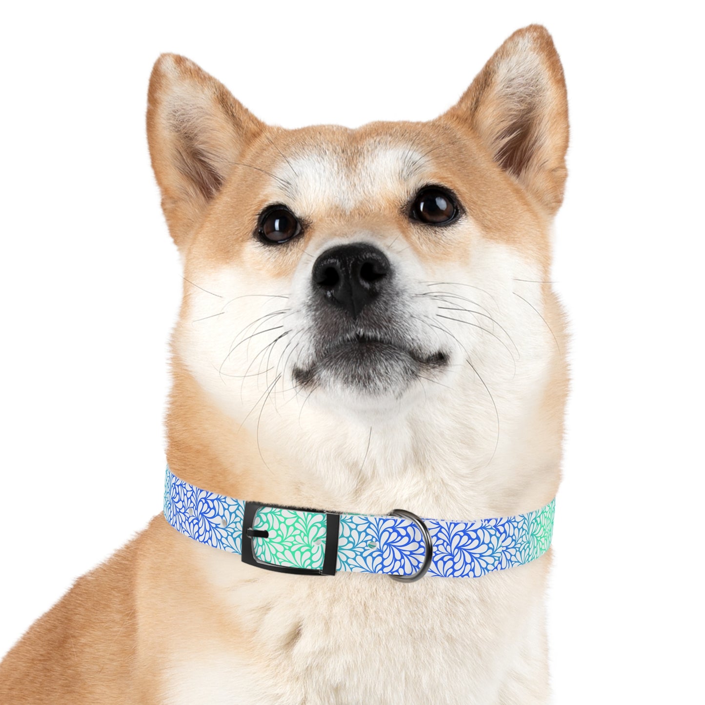 Odor & Stain-Resistant Green & Blue Twirl Dog Collar