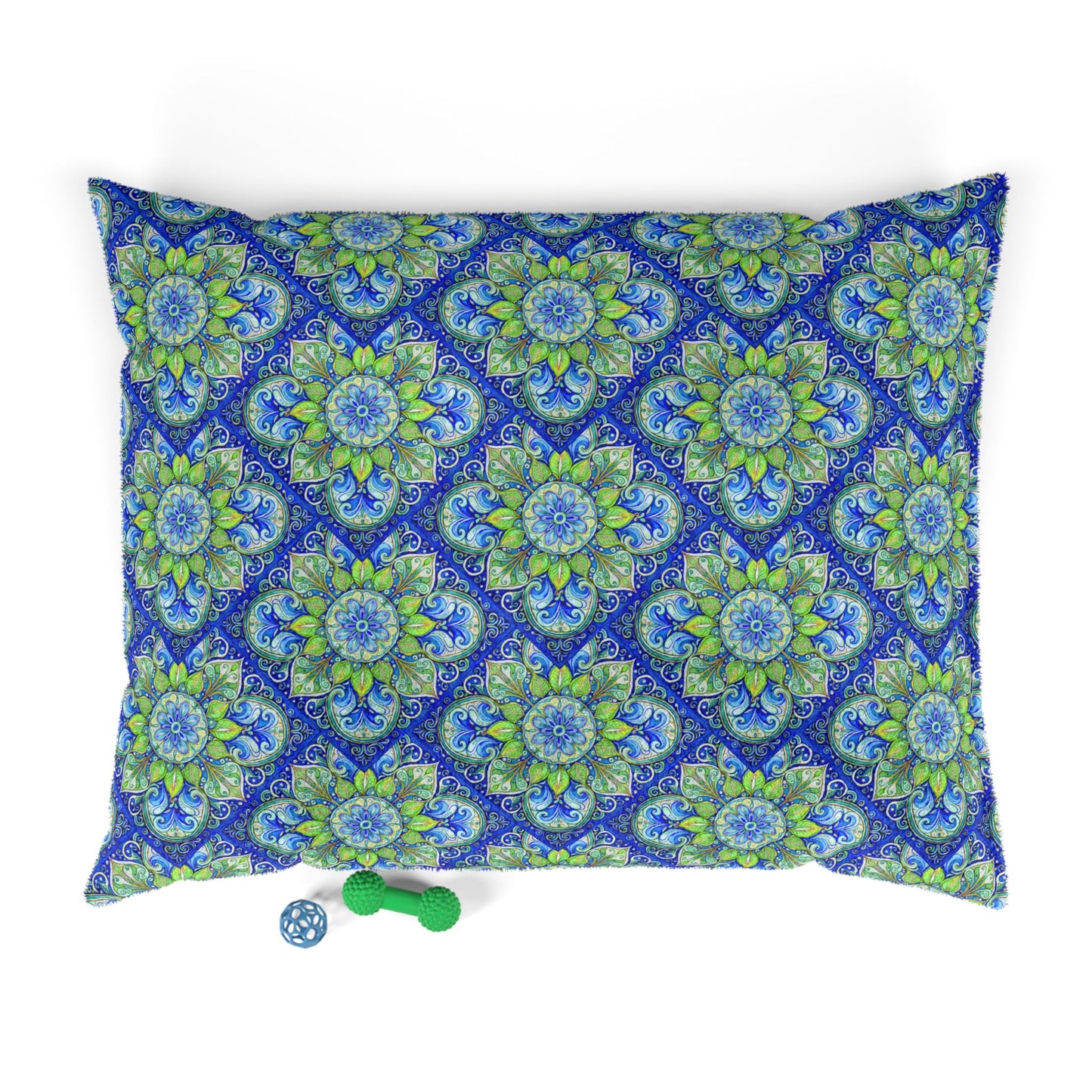 Blue Medallion Plush Fleece Pet Bed