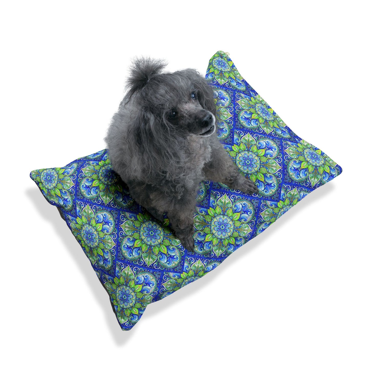 Blue Medallion Plush Fleece Pet Bed