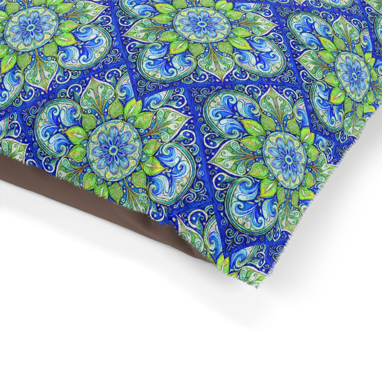 Blue Medallion Plush Fleece Pet Bed
