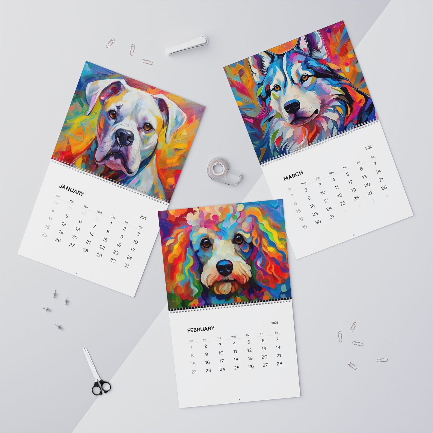 The Colorful World of Dogs Wall Calendars (2026)