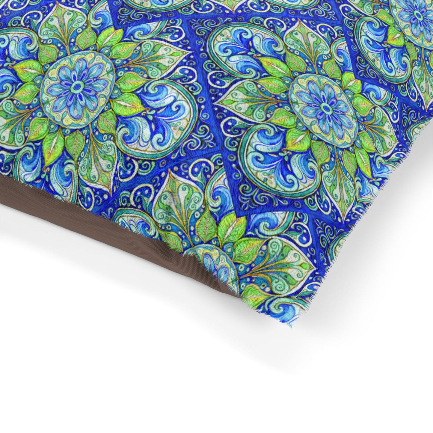 Blue Medallion Plush Fleece Pet Bed
