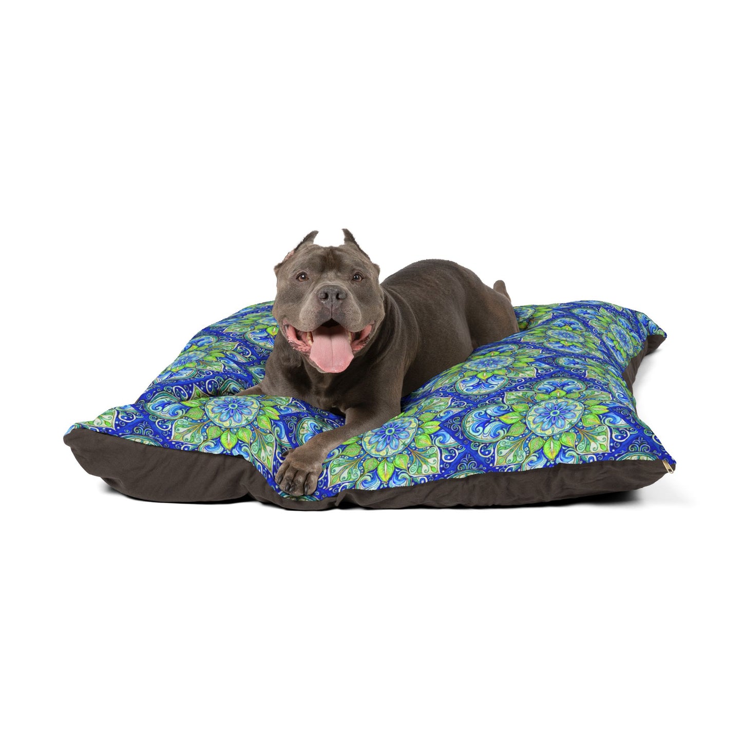 Blue Medallion Plush Fleece Pet Bed