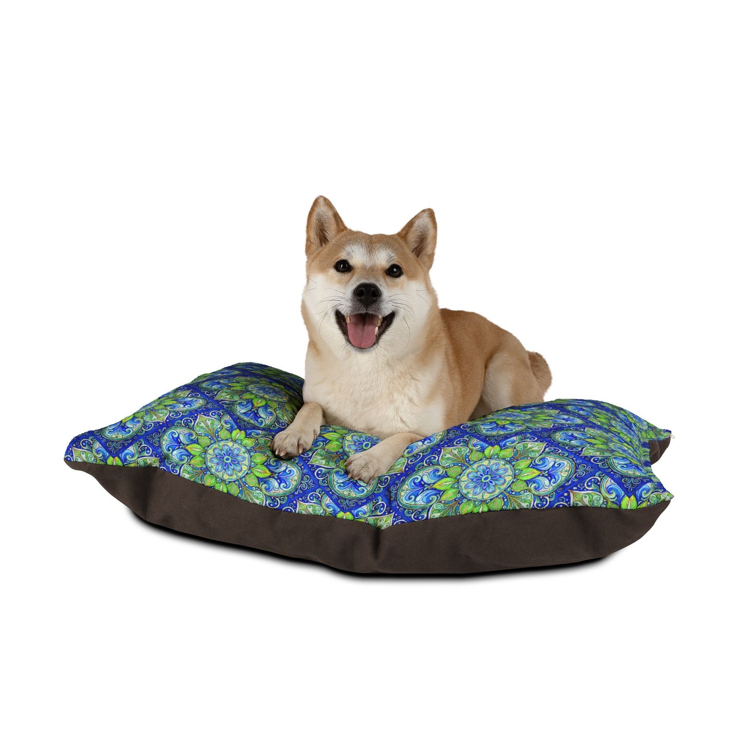 Blue Medallion Plush Fleece Pet Bed