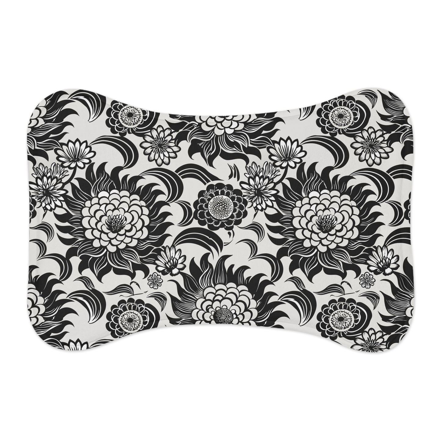 Neutral Florals Stylish Pet Feeding Mats - Floral Dog Bowl Mat, Non-Slip Puppy Dish Mat, Home Accessories