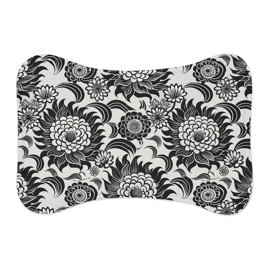Neutral Florals Stylish Pet Feeding Mats - Floral Dog Bowl Mat, Non-Slip Puppy Dish Mat, Home Accessories