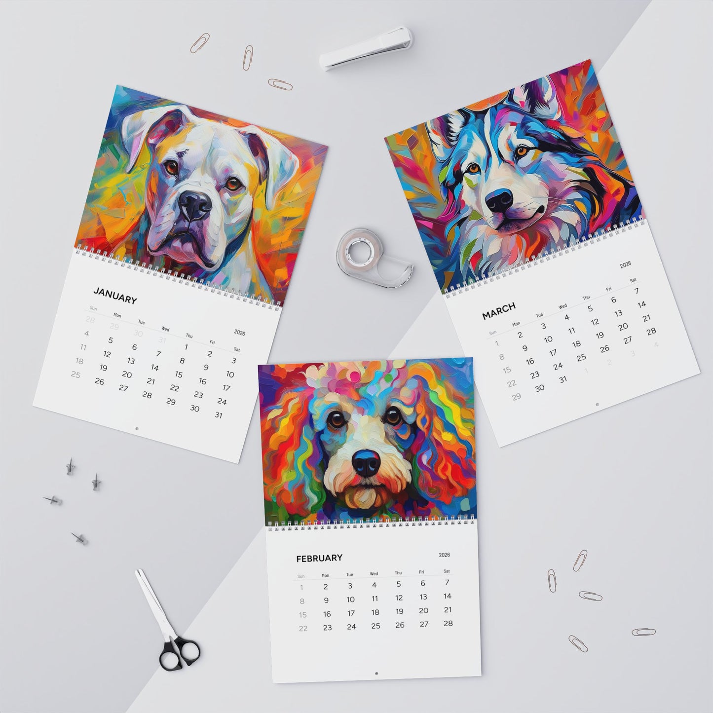 The Colorful World of Dogs Wall Calendars (2026)